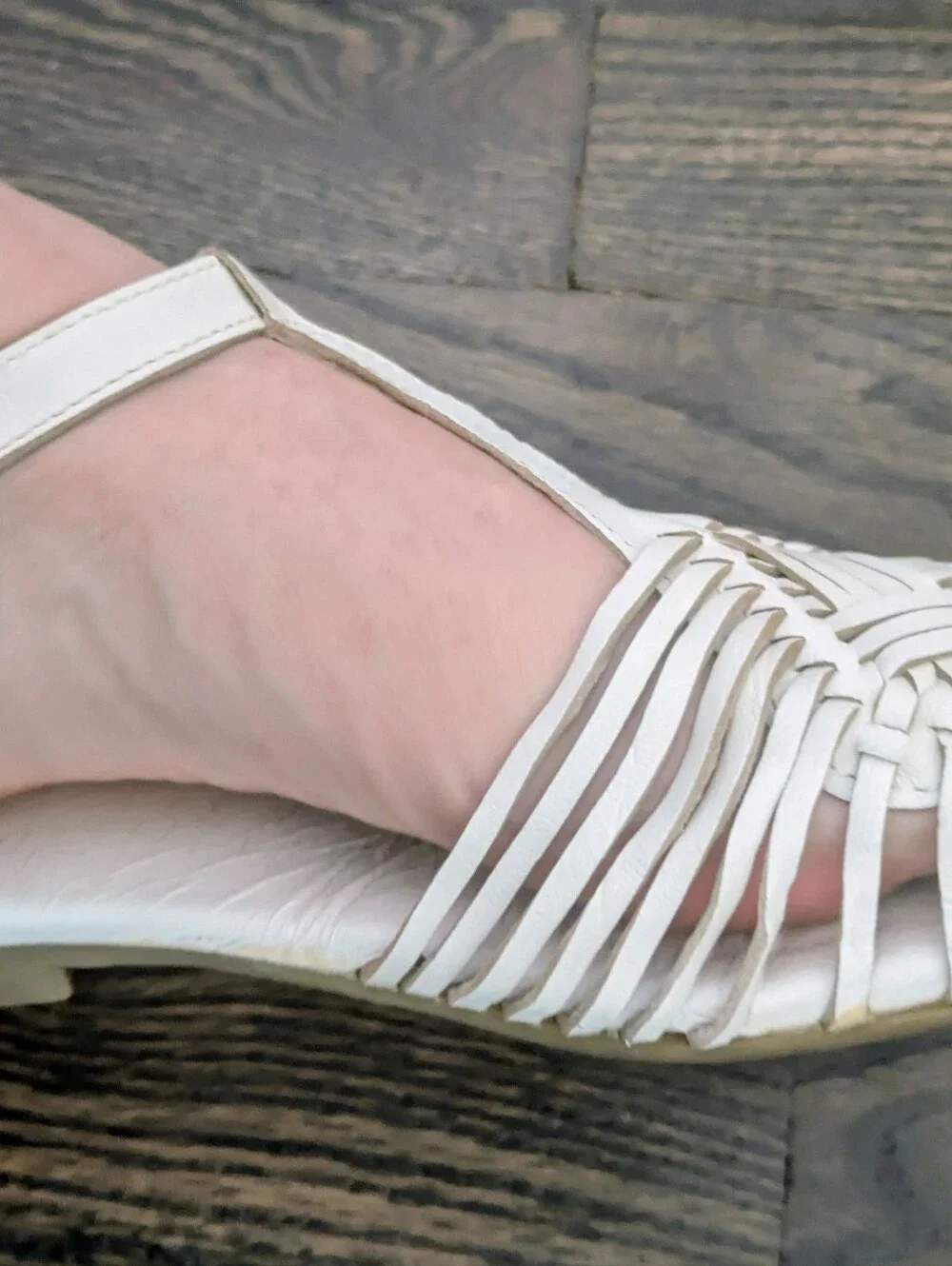 Ecote Cream Woven T-Strap Sandals